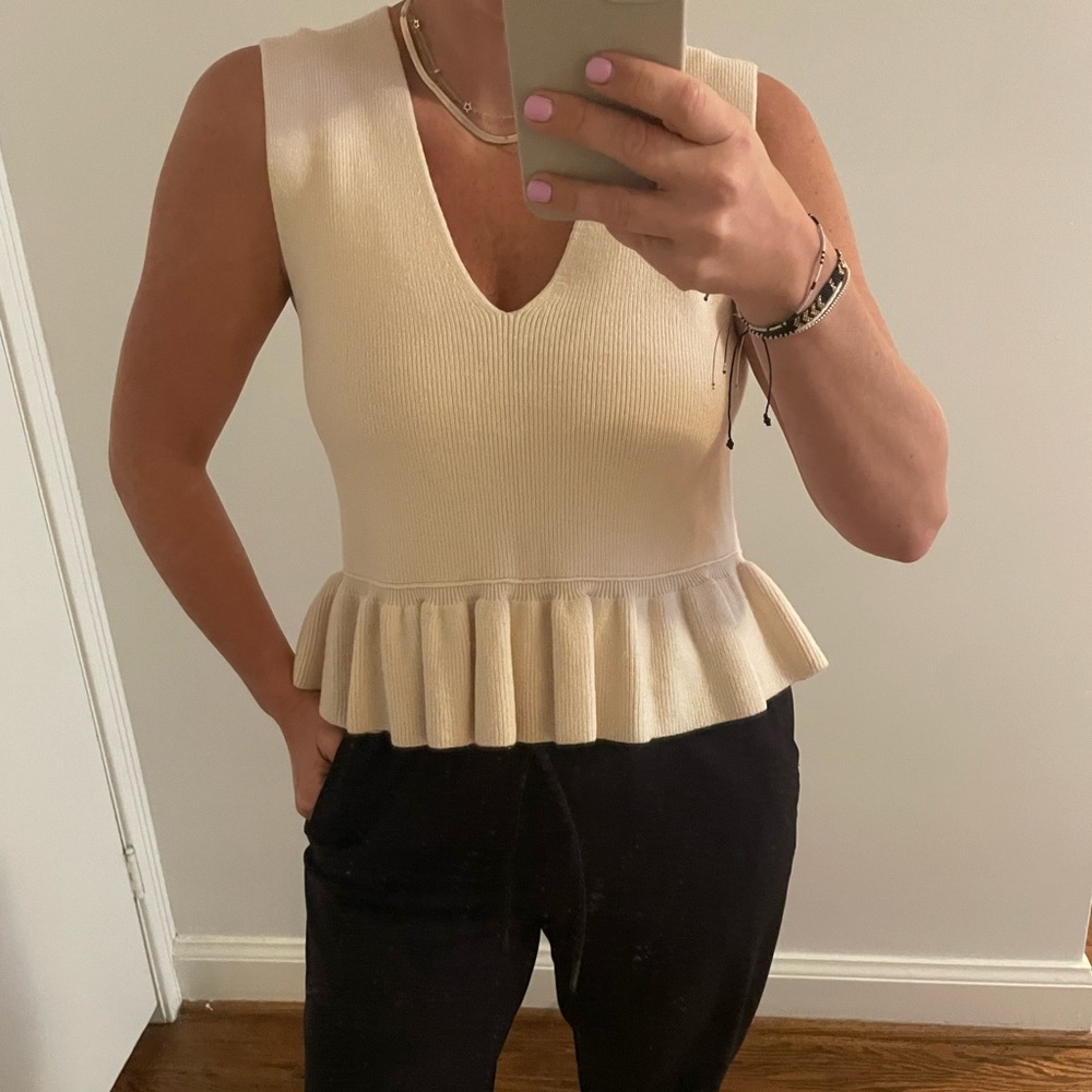 Club Monaco Cream Peplum Crop Top